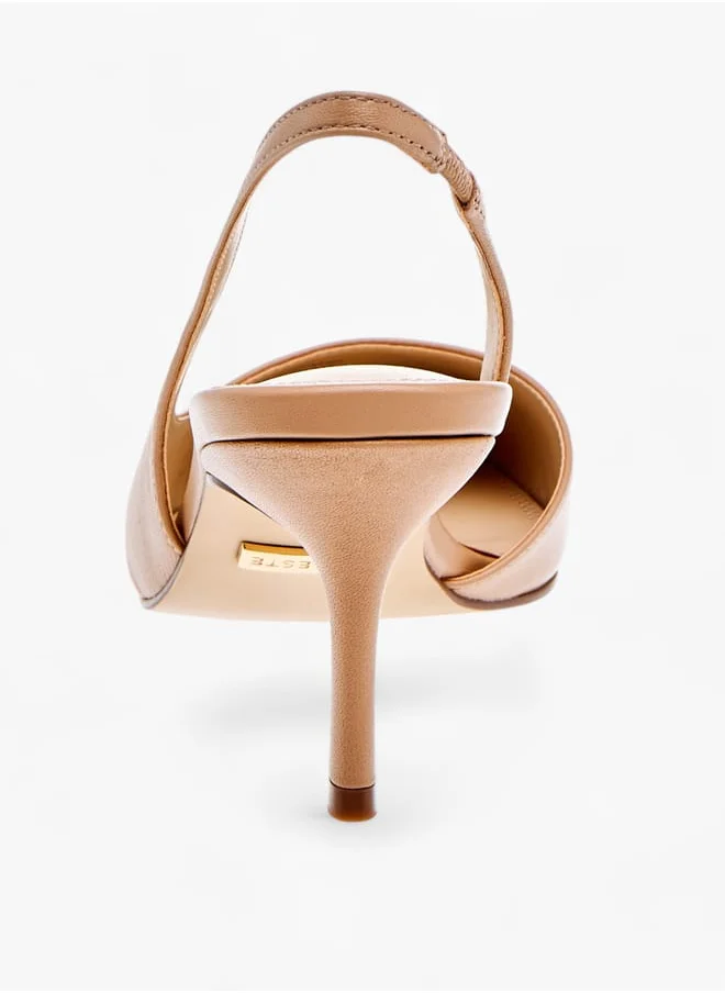 سيليست Womens Solid Slingback Shoes With Stiletto Heels