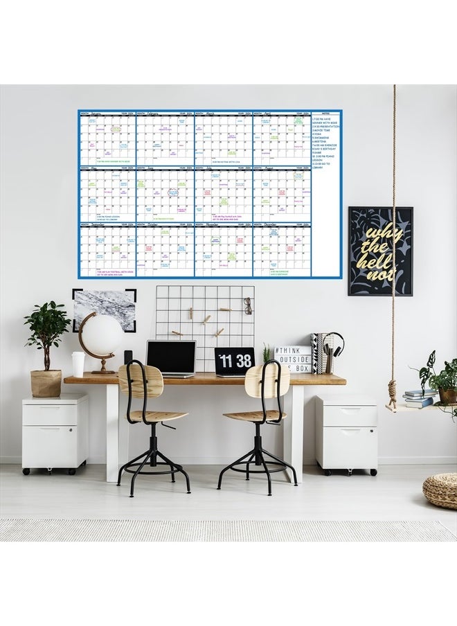 Lemome Large Dry Erase Calendar - Undated Wall Calendar Dry Erase, 58" x 37", 12-Month Dry Erase Calendar with 10 Round Stickers  - Image 2