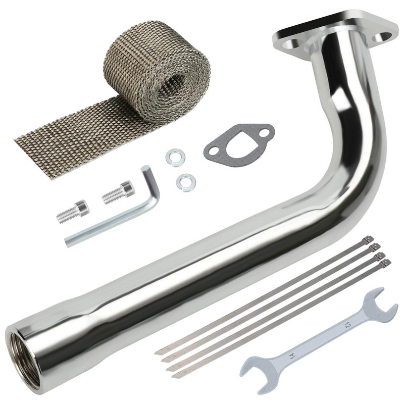 Yoxufa 212Cc Exhaust Pipe Header Replacement For Predator 212Cc 224Cc 196Cc Coleman Ct200U Ct200U-Ex Bt200X Baja Warrior Massimo Mb200 Gx160 Gx200 6.5Hp Mini Bike Go Kart Parts With Heat Shield Tape - Image 1