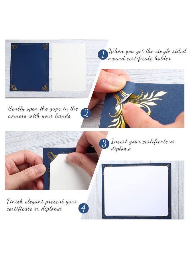 Fainne - 50 Pieces Single Sided Award Certificate Holder With Gold Foil Border For 8.5 X 11 Inches Certificates Cardstock Document Papers Diploma Covers Graduation Competition Supplies (Navy Blue Color) - Image 1