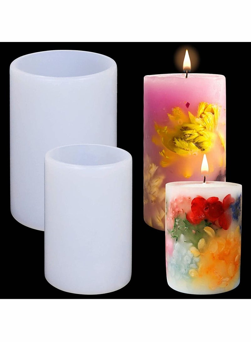 Captaintech 2pcs Silicone Candle Molds for Candle Making, 2 Sizes Cylinder Resin Molds for Making Aromatherapy Candles DIY Casting Epoxy Mold for Resin, Soap, Flower Specimen, Insect Specimen, Clay Craft - Image 1