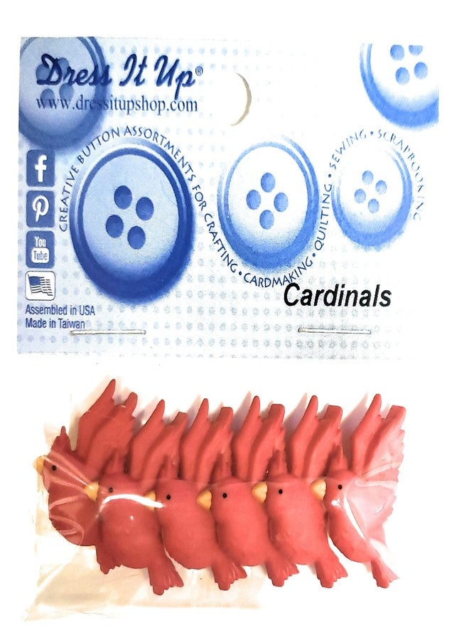 Dress It Up Cardinals - Buttons by Dress It Up Buttons & Embellishments, Red - Image 4