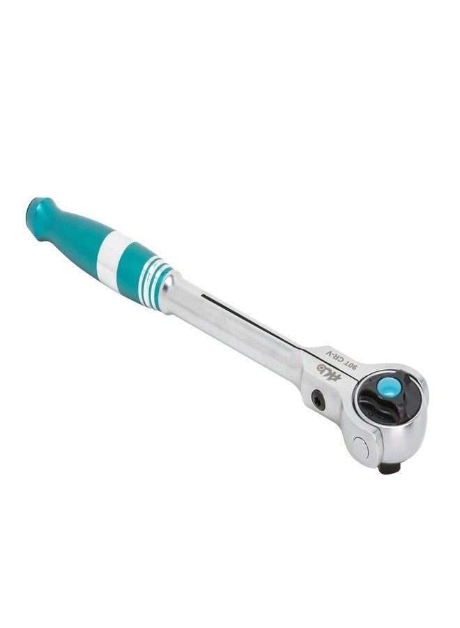 HB 3/8" Drive 90-Tooth Swivel Head Ratchet Handle AHA044-U | 270° Adjustable Aluminum Handle | 4° Arc Swing Quick Release & Reversible Disc | Micro Chrome Finish Chrome Molybdenum Steel Made in Taiwan - Image 2