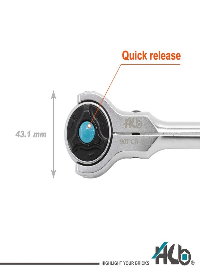 HB 3/8" Drive 90-Tooth Swivel Head Ratchet Handle AHA044-U | 270° Adjustable Aluminum Handle | 4° Arc Swing Quick Release & Reversible Disc | Micro Chrome Finish Chrome Molybdenum Steel Made in Taiwan - Image 5