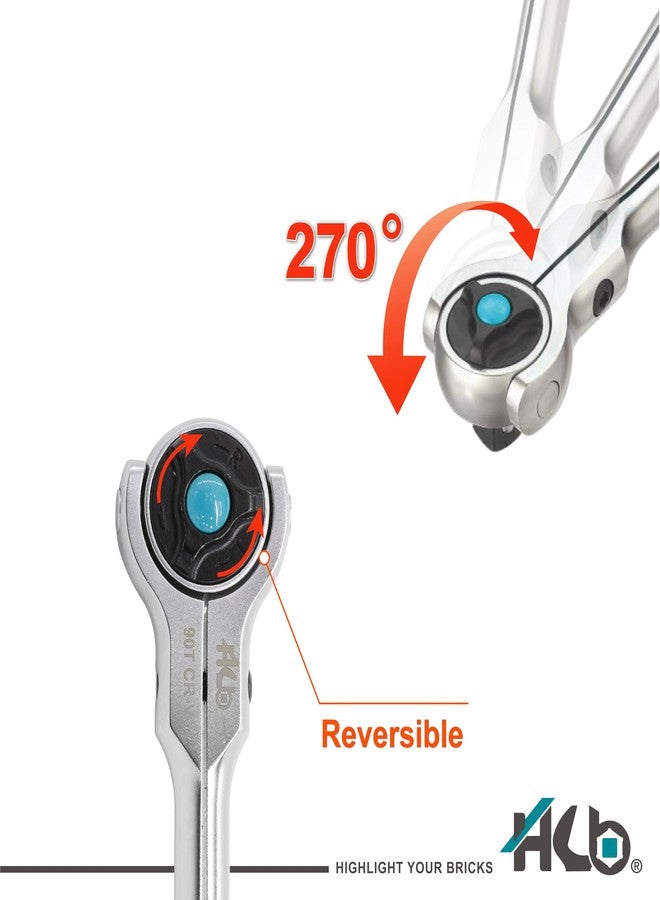 HB 3/8" Drive 90-Tooth Swivel Head Ratchet Handle AHA044-U | 270° Adjustable Aluminum Handle | 4° Arc Swing Quick Release & Reversible Disc | Micro Chrome Finish Chrome Molybdenum Steel Made in Taiwan - Image 4