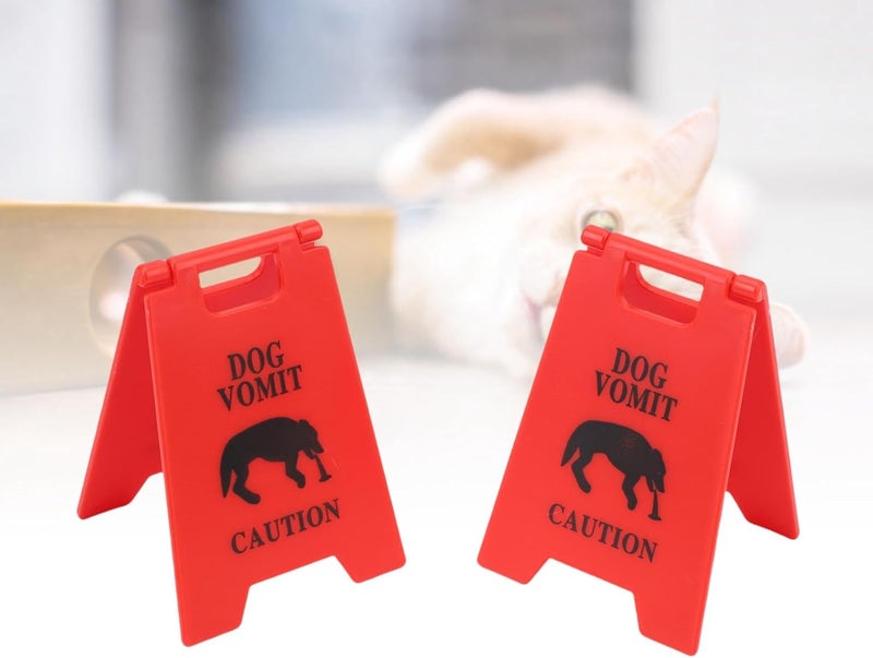 Dog Vomit Caution Sign Plastic Design Obvious Warning for Cats, Unique and Playful, Prominent Marker, Sturdy for Home Garden Park (Red) - Image 2