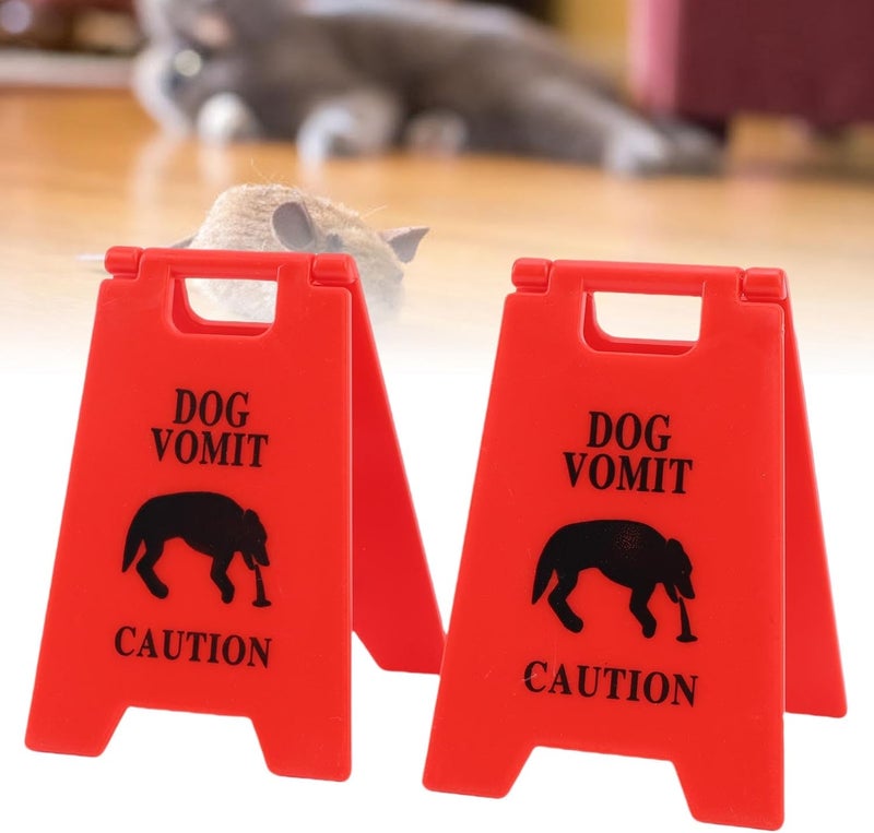 Dog Vomit Caution Sign Plastic Design Obvious Warning for Cats, Unique and Playful, Prominent Marker, Sturdy for Home Garden Park (Red) - Image 3