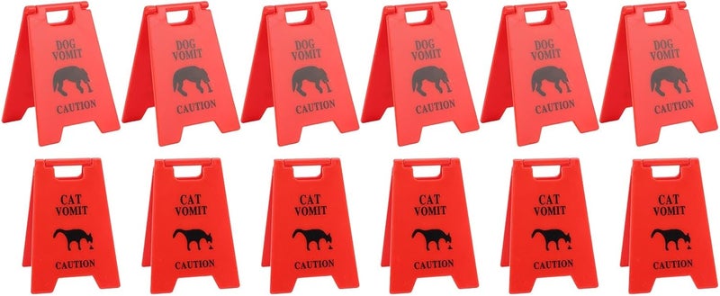 Dog Vomit Caution Sign Plastic Design Obvious Warning for Cats, Unique and Playful, Prominent Marker, Sturdy for Home Garden Park (Red) - Image 1