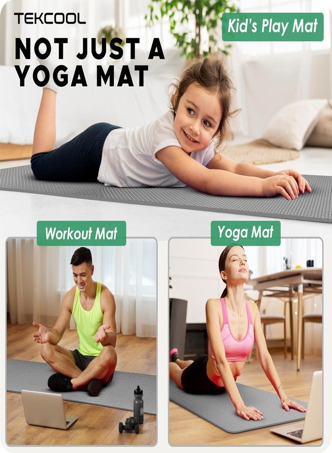 TEKCOOL Ethylene Vinyl Acetate Yoga Mats for Women Yoga Mat for Men Exercise Mat for Home Workout Gym Mat Anti Slip Yoga Mat 6Mm Workout Mat Yoga Mat for Kids Yoga Mate Gym Mats - Grey. - Image 2