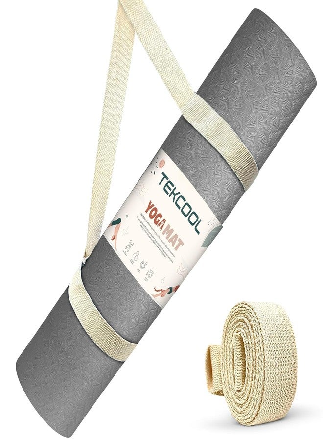 TEKCOOL Ethylene Vinyl Acetate Yoga Mats for Women Yoga Mat for Men Exercise Mat for Home Workout Gym Mat Anti Slip Yoga Mat 6Mm Workout Mat Yoga Mat for Kids Yoga Mate Gym Mats - Grey. - Image 1