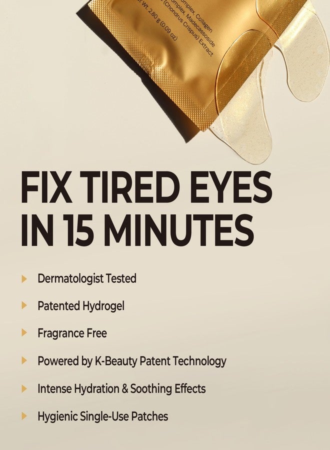 HommeFace 24K Golden Hour Eye Mask Set 6 Pairs, Korean Under Eye Gel Patch with Collagen, Peptides & Pure Gold for Dark Circles, Puffiness & Wrinkles - Image 5