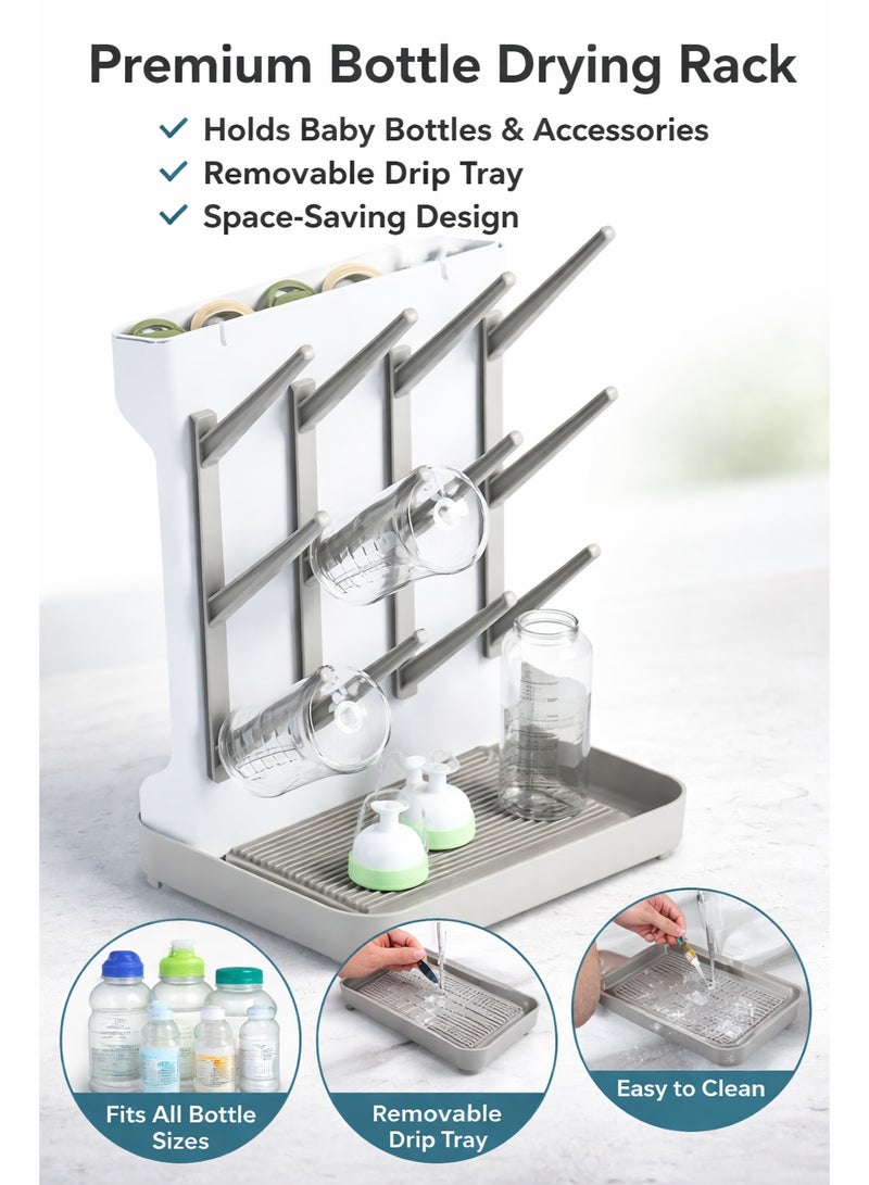 Turtees Multifunction Baby Bottle Dryer Rack with Drip Tray – Space Saving Drying Stand for Bottles, Nipples & Accessories - Image 5