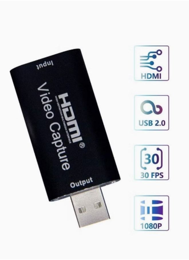 Generic - HDMI Video Capture Card, HDMI to USB 2.0 Record Capture Device for Streaming, Live Broadcasting, Video Conference, Teaching, Gaming - Image 1