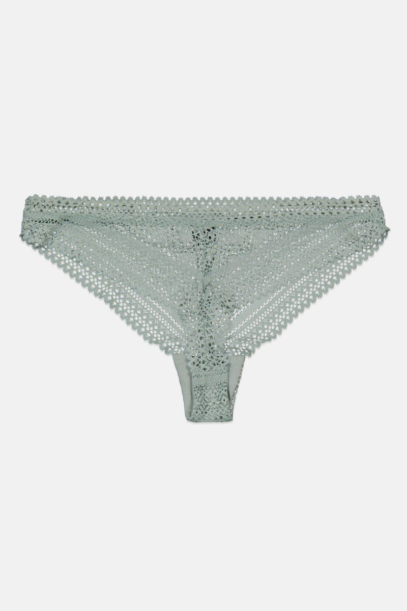 Etam Women Lace Pull-On Tanga Panty, Sage Green - Image 2