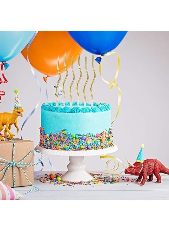 مجموعة شموع عيد الميلاد الملتوية ، مكونة من 6 قطع، حاملات شموع معدنية ملفوفة، شموع كب كيك، شموع مرحة طويلة ورفيعة لحفلات الزفاف، شموع أعياد ميلاد للأطفال، لوازم الحفلات، تزيين الكيك (ذهبي) - Image 2