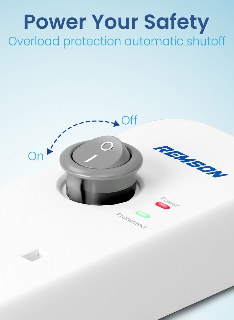 Remson 32W Surge Protector Power Strip 6 Way 3 USB-Ports + 3 AC Outlets Power Delivery 3.0 Fast Charging with 3M Cable Length - Image 3