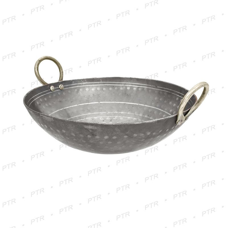 PTR Handmade Iron Matthar Kadai | Hammered Kadai with Handle for Kitchen | Deep Frying Kadai (10 Litre) - Image 4