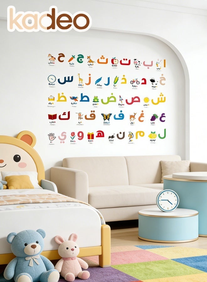 kadeo Arabic Alphabet Wall Decals, Waterproof for Classroom Animals, Plants, Fruits Learning, Educational Wallpaper, Kids Peel and Stick Alphabet Wall Stickers for Playroom Bedroom Decorations - Image 2