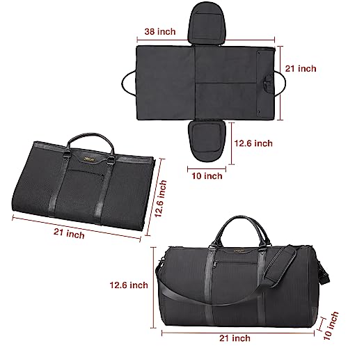 ZRSUN Garment Bag for Travel Convertible CarryOn Duffel with Shoe Compartment Waterproof WrinkleFree Suit Carrier for Business Trips Weekend Getaways Foldable Lightweight - Image 3