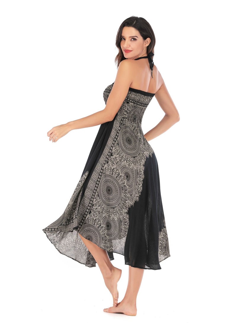 Loquat Casual Dress Half Skirt Beach Vacation Skirt Two Dresses Full Skirt Black  - Image 2