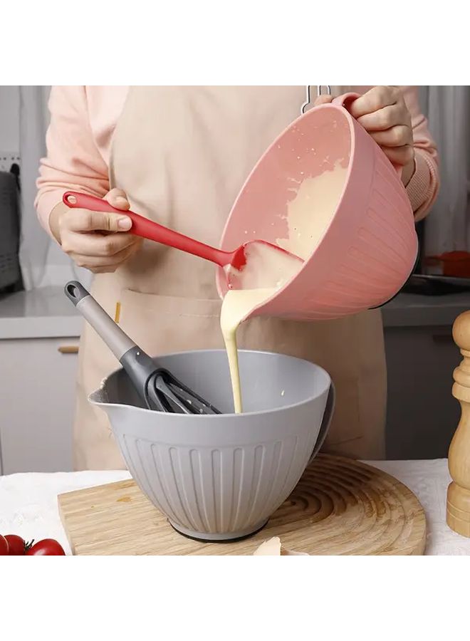 Grey Nordic Large Capacity PP Baking Bowl With Handle For Salad Mixing Food Storage - Image 3