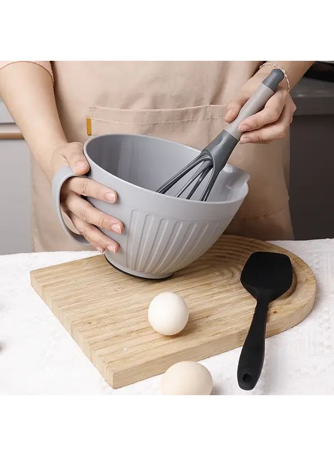 Grey Nordic Large Capacity PP Baking Bowl With Handle For Salad Mixing Food Storage - Image 5