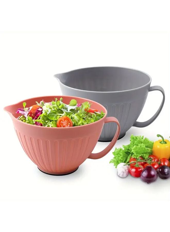 Grey Nordic Large Capacity PP Baking Bowl With Handle For Salad Mixing Food Storage - Image 2