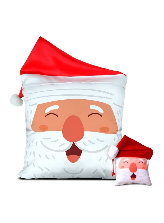 Indigifts Indigifts Santa Cap Reversible Cushion12X12 and Santa Soft Toy Home Decoration Gift for Friends Gift for Girlfriend Gift for Women Decoration Cushion Pillow for Decoration Gift - Image 1