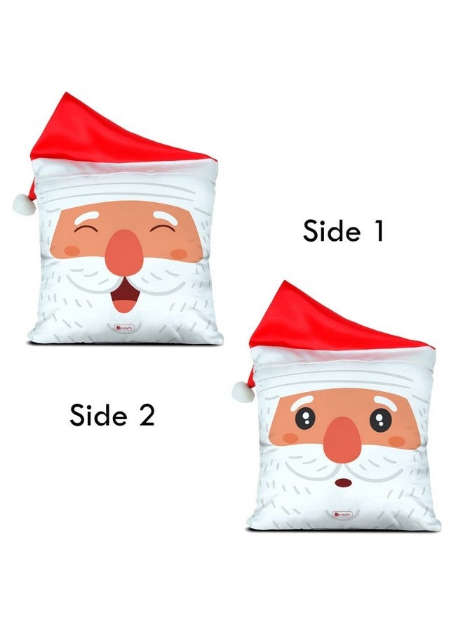 Indigifts Indigifts Santa Cap Reversible Cushion12X12 and Santa Soft Toy Home Decoration Gift for Friends Gift for Girlfriend Gift for Women Decoration Cushion Pillow for Decoration Gift - Image 2