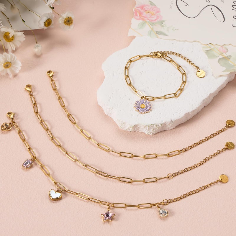 UMAOKANG 10PCS 6.5Inch Bracelet Chains Bulk for Jewelry Making Gold Plated Stainless Steel Paperclip Chain Bracelets Set - Image 5