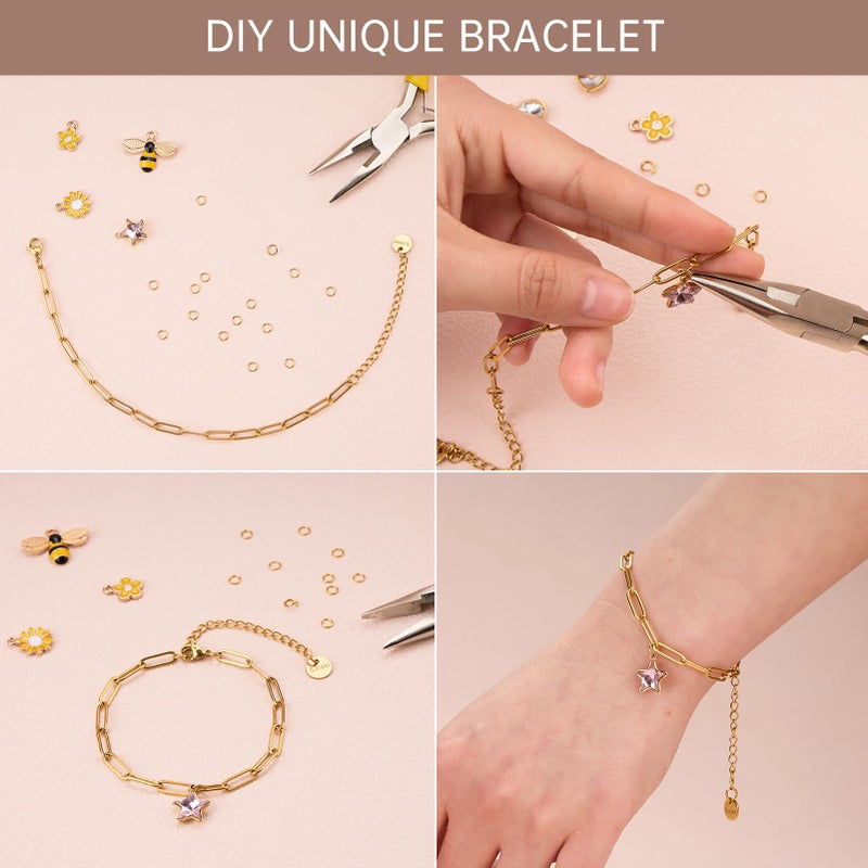 UMAOKANG 10PCS 6.5Inch Bracelet Chains Bulk for Jewelry Making Gold Plated Stainless Steel Paperclip Chain Bracelets Set - Image 4