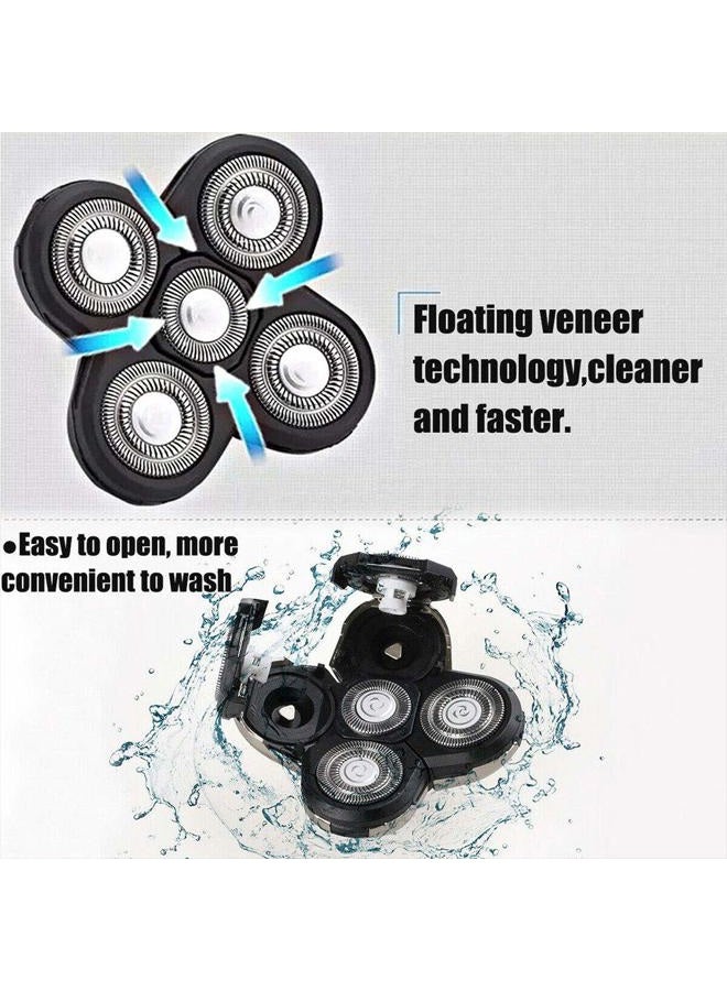 HONUTIGE Replacement Shaver Head Blade,5 Heads Beard Replacement Blade,Universal Easy Install Electric Razor Shaver Head for Head and Face - Image 5