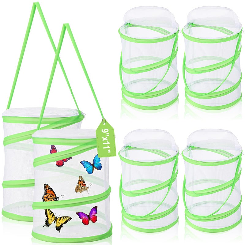 Sherr 6 Pack Butterfly Habitat Cage Clear Mesh Mini Butterfly Net Habitat Container Terrarium Pop up 9 x 11 Tall - Image 3