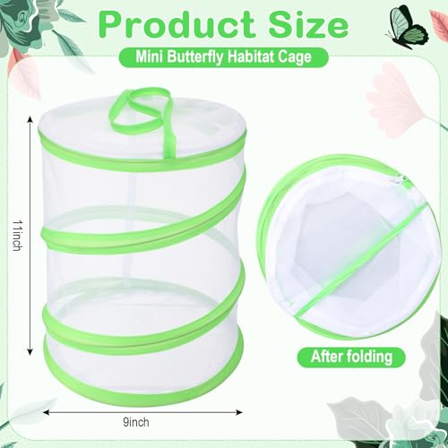 Sherr 6 Pack Butterfly Habitat Cage Clear Mesh Mini Butterfly Net Habitat Container Terrarium Pop up 9 x 11 Tall - Image 5