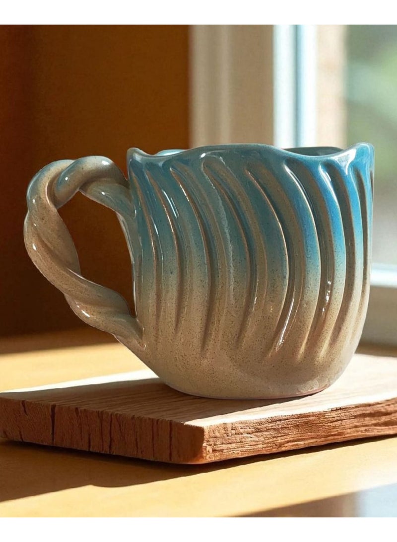 color zone pottery 300ml ceramic and earthenware mug, each piece is unique, microwave safe  - Image 1