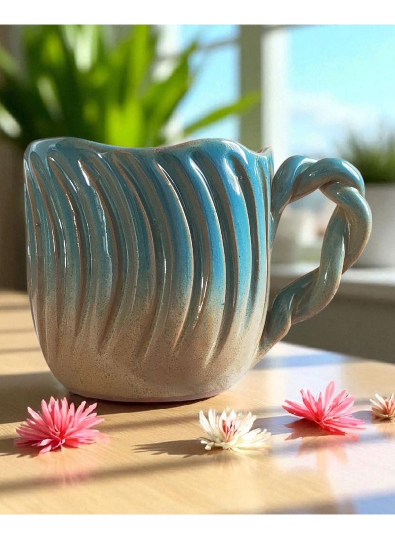 color zone pottery 300ml ceramic and earthenware mug, each piece is unique, microwave safe  - Image 2