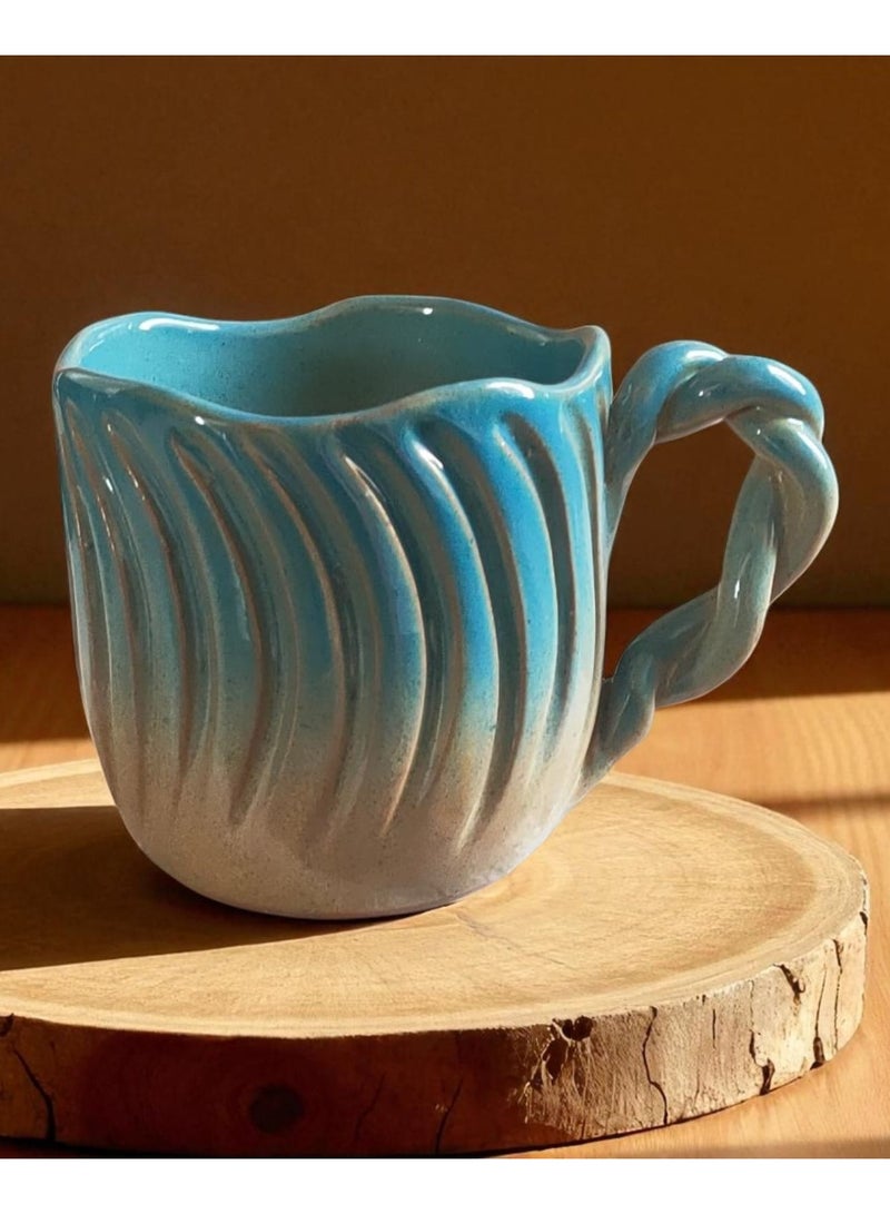 color zone pottery 300ml ceramic and earthenware mug, each piece is unique, microwave safe  - Image 3