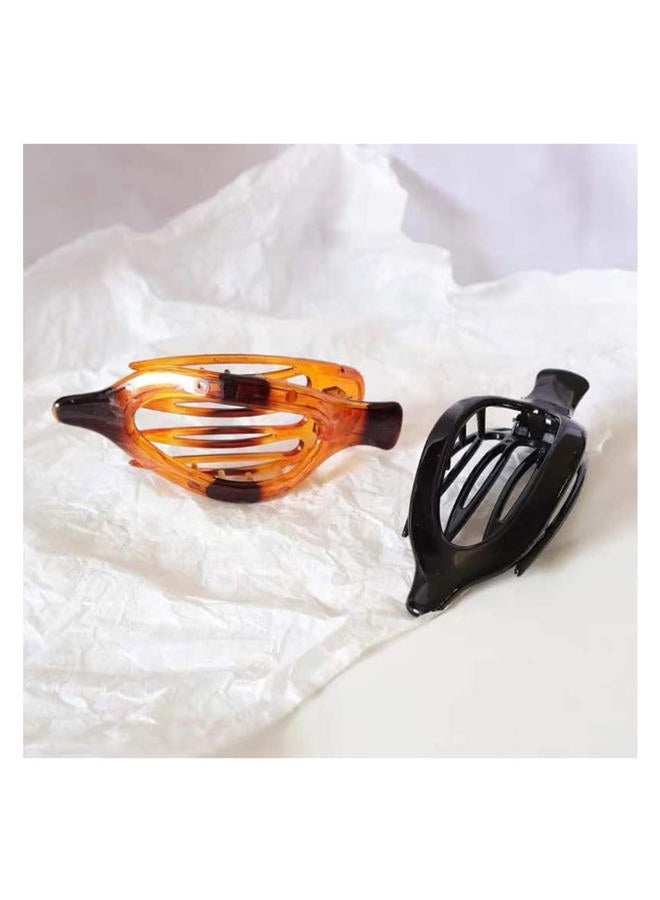 yaozeio Lay Down Claw Clip Flat French Hair Clips Jaw Clips for Hair Clamps for Thick Thin Hair Styling Accessories for Women Girls Banana Barrettes for Women No Slip Grip 2Pcs - Image 1