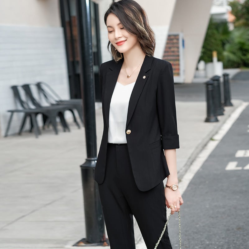 Suit Women's Thin Spring and Summer Temperament Goddess Style Professional Wear Casual Little Man Suit Coat Work Clothes - Image 3