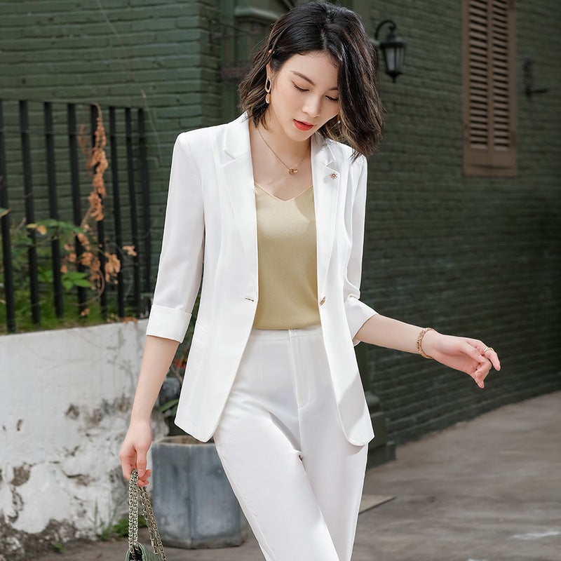 Suit Women's Thin Spring and Summer Temperament Goddess Style Professional Wear Casual Little Man Suit Coat Work Clothes - Image 4