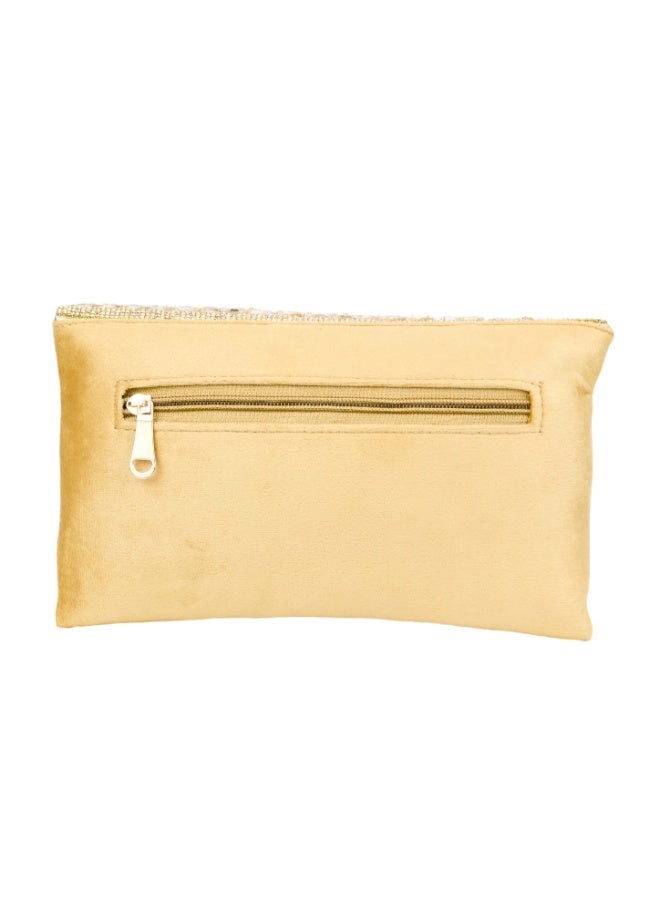Dollar's Fashion Women’s Suede Handheld Clutch, Elegant Evening Handbag, Stylish Party Clutch Purse, Soft Leather Look Mini Bag, Lightweight with Secure Closure (Gold) - Image 4