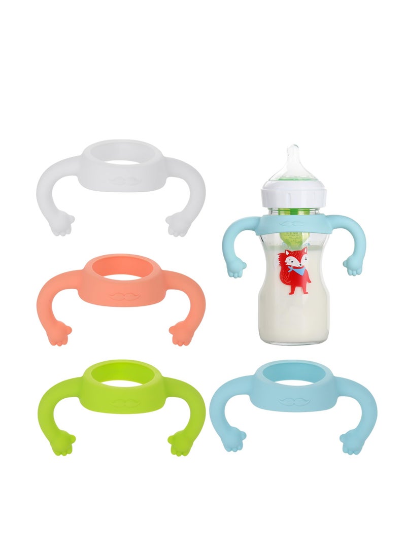 SYOSI - Toddler Bottle Grip Aids 4 Pack Soft Silicone Handles for Baby Bottles Empower Your Little One to Self Hold Bottles and Sipper Cups Fits 1.85" to 2.62" Diameter Bottles - Image 1