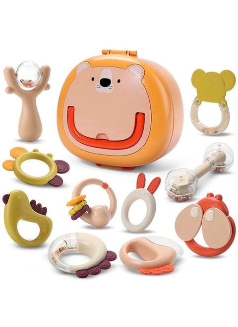 Rattle Teething Ring Baby 10 Pieces Shaker Grip Baby Toy from 0-12 Months Rattle Teething Ring Baby Toy