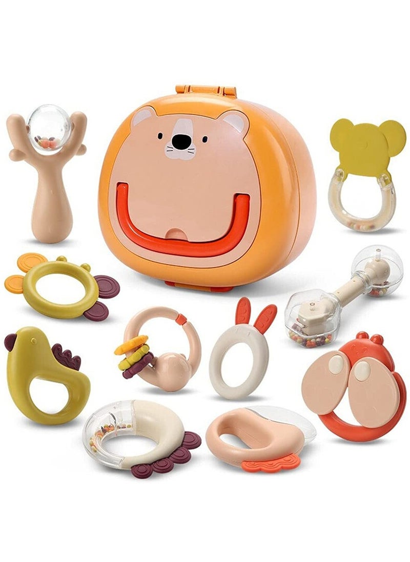 XiuWoo Rattle Teething Ring Baby 10 Pieces Shaker Grip Baby Toy from 0-12 Months Rattle Teething Ring Baby Toy  - Image 1