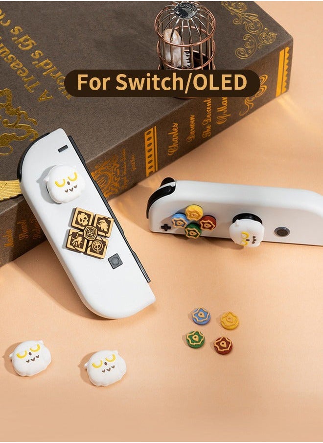 Fazza - Cross D-Pad Button Caps Luminous Silicone Thumb Grips Set, ABXY Buttons Sticker Joystick Cover Caps Compatible with Nintendo Switch/OLED Controller-Wizarding World - Image 1