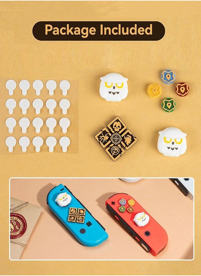 Fazza - Cross D-Pad Button Caps Luminous Silicone Thumb Grips Set, ABXY Buttons Sticker Joystick Cover Caps Compatible with Nintendo Switch/OLED Controller-Wizarding World - Image 1