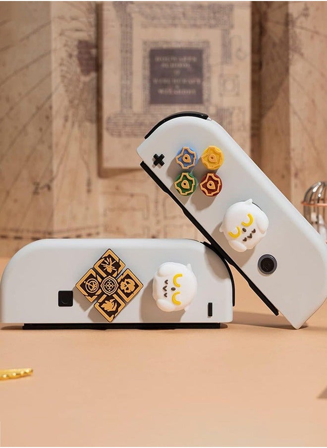 Fazza - Cross D-Pad Button Caps Luminous Silicone Thumb Grips Set, ABXY Buttons Sticker Joystick Cover Caps Compatible with Nintendo Switch/OLED Controller-Wizarding World - Image 1
