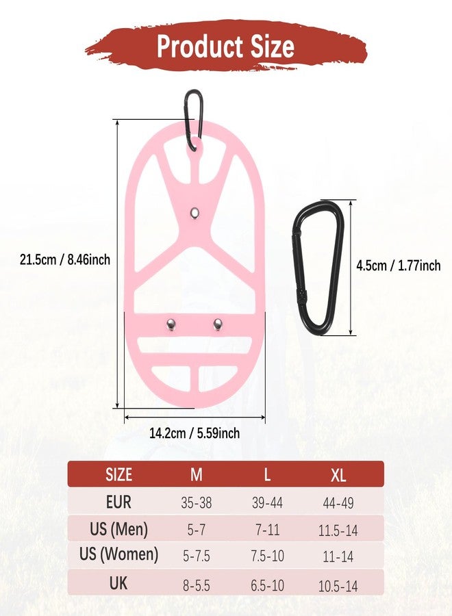 TIXIPEM Shoe Holster for Backpack [1SET] - Elastic Silicone Footwear Holder with Clip Use for Travel & Outdoors & Sports - [Pink-L] Hang Extra Shoes Cleats Boots - Image 3