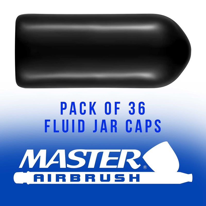 Master Airbrush Siphon Bottle Jar Adapter Cap Covers (Pack of 36) - Black Plastic Plugs, Prevent Paint Spills - Fits Single-Action, Dual-Action Bottom Feed, Suction Feed Lid Assembly Connector Fitting - Image 2