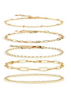 Generic European And American Jewelry Simple Combination Set 6mm Elastic Rope Beaded Paperclip Bracelet Versatile Alloy Bracelet 